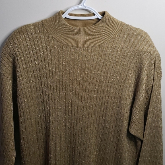 Jeremy Scott Gold Metallic Mock Neck Sweater Size Large - Picture 4 of 5